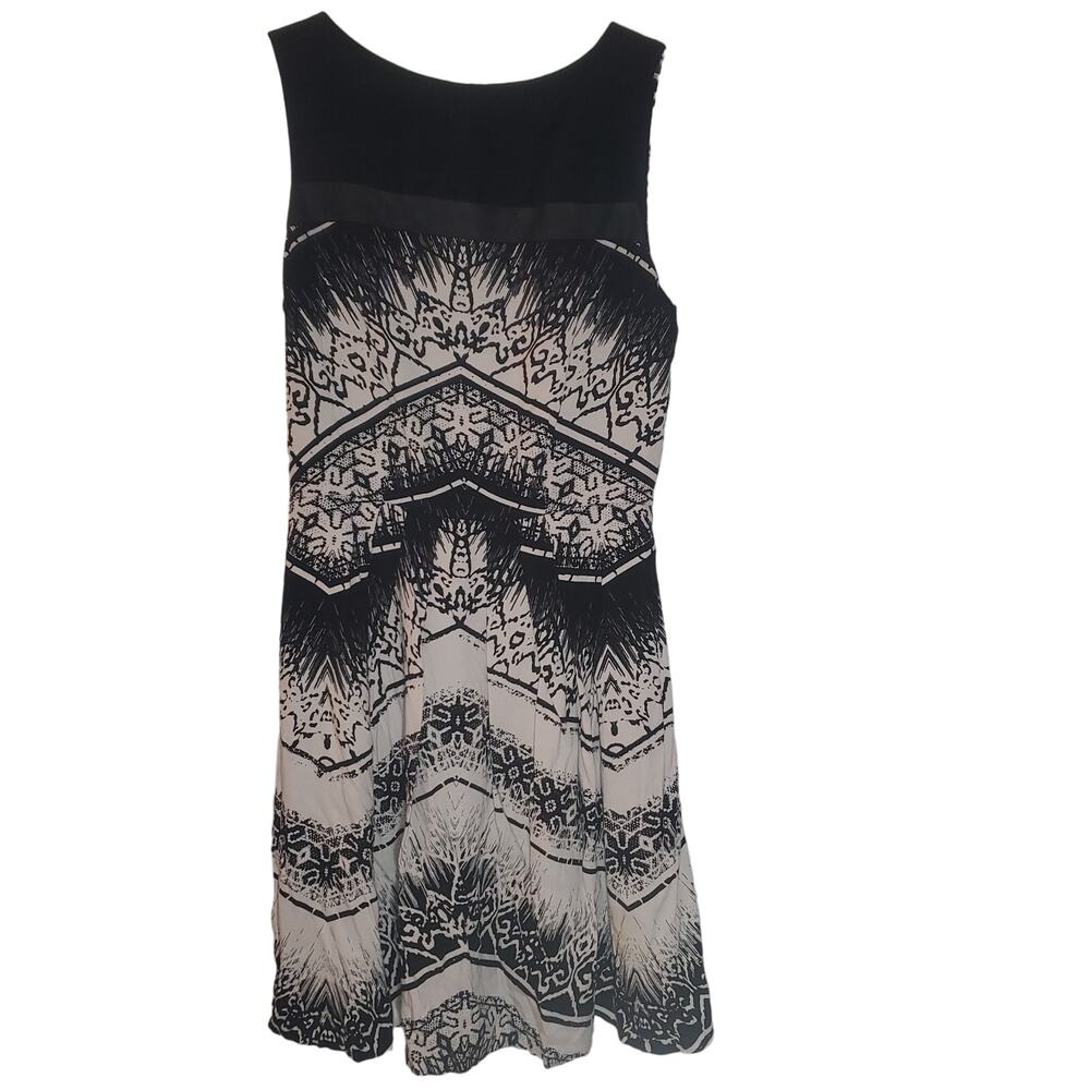 Nicole Miller Artelier Black White Printed Knee Length Sleeveless Silk Dress 0 - Picture 1 of 5